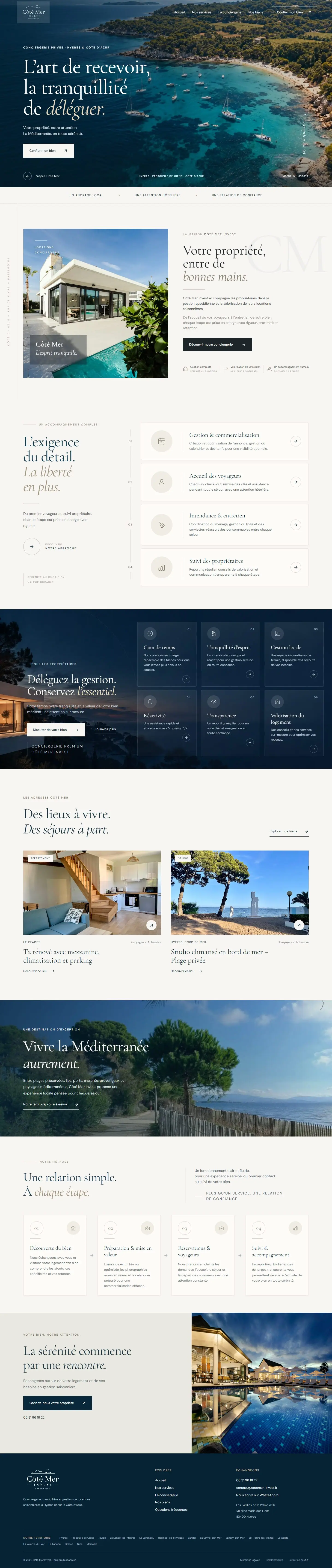 Page complète du site Côté Mer Invest