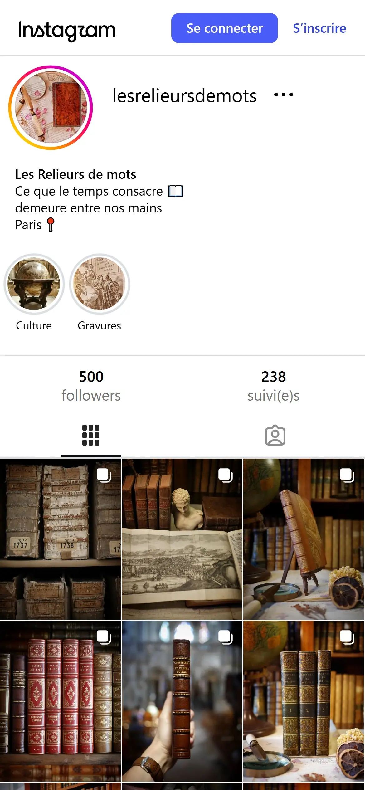 Profil Instagram Les Relieurs de Mots