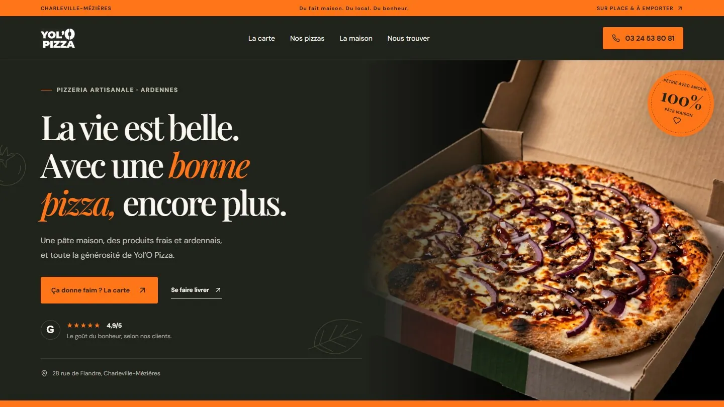 Site Yol'O Pizza réalisé par Atyros