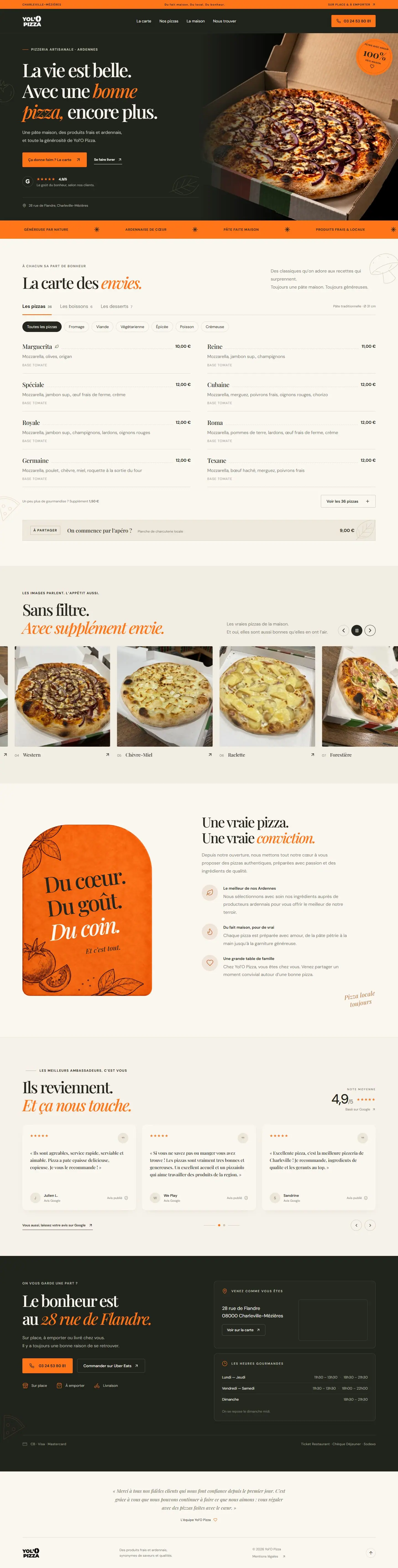 Page complète du site Yol'O Pizza